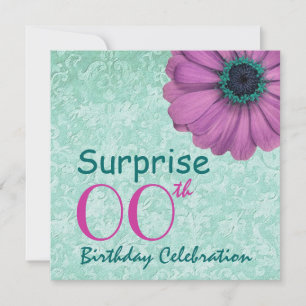 Invitación Cualquier año SORPRENDENTE cumpleaños Rosa Verde a