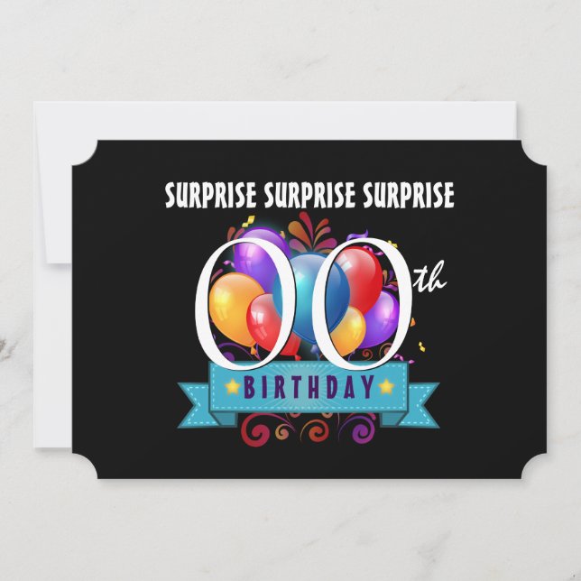 Invitación Cualquier año SORPRENDENTEMENTE globos de la fiest (Anverso)