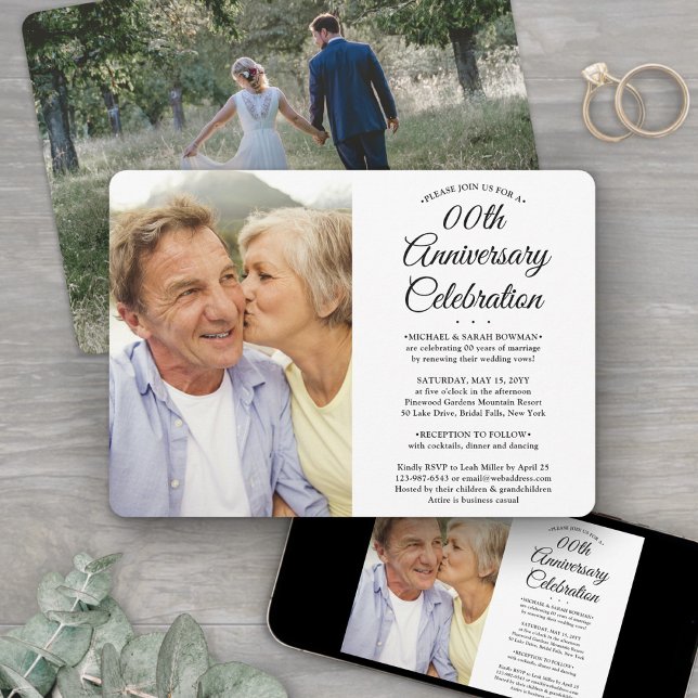 Invitación CUALQUIER Boda Aniversario 2 Foto Fiesta Elegante (Subido por el creador)