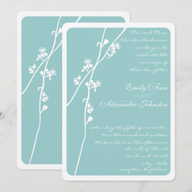 Invitación Cualquier Boda de bifurcación de flores silvestres (Anverso / Reverso)
