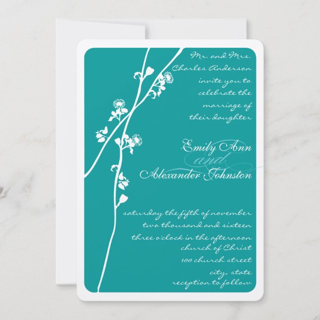 Invitación Cualquier Boda de bifurcación de flores silvestres (Anverso)