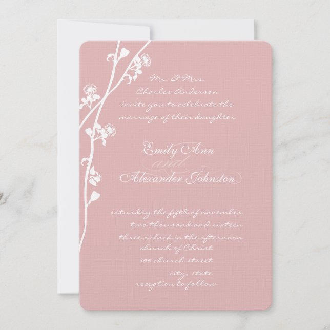 Invitación Cualquier Boda de bifurcación de flores silvestres (Anverso)