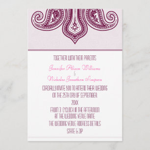 Invitación Cualquier Boda de patrón Paisley estilo Henna