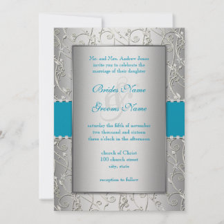Invitación Cualquier Boda giratorio plateado de color
