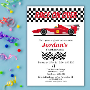 Invitación Cualquier carrera de autos rojos de cumpleaños ya 