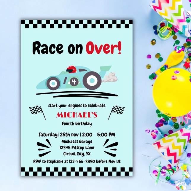 Invitación Cualquier carrera de cumpleaños por un auto de car (Subido por el creador)