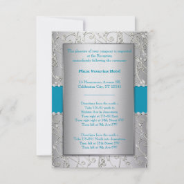 Invitación Cualquier color plateado mostrado con Boda azul tu