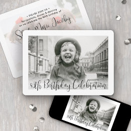 Invitación Cualquier Cumpleaños 2 Foto Fiesta con Letra Moder