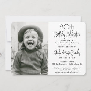Invitación Cualquier Cumpleaños 2 Foto Sencilla Fiesta en Bla
