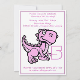 Invitación Cualquier cumpleaños de dinosaurio rosado de edad
