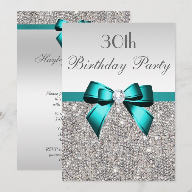 Invitación Cualquier cumpleaños de edad, secuela de plata en  (Anverso / Reverso)