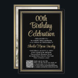 Invitación CUALQUIER Cumpleaños ・ Fiesta de Oro y Negro de Fo<br><div class="desc">Invite a la familia y amigos a una elegante celebración para él o ella con elegantes invitaciones de cumpleaños con fotos personalizados con QR Code RSVP. La imagen y todos los textos de esta plantilla son sencillos para el personalizar. (IMAGEN PLACEMENT TIP: Una manera fácil de centrar una foto exactamente...</div>