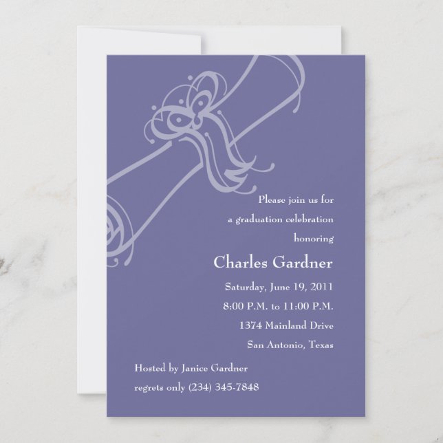 Invitación Cualquier Diploma de Graduación de Color (Anverso)