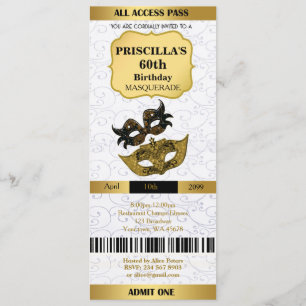 Invitación cualquier edad, 60 años, Invitation Ticket Birthda