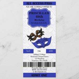 Invitación cualquier edad, 60 años, Invitation Ticket Birthda
