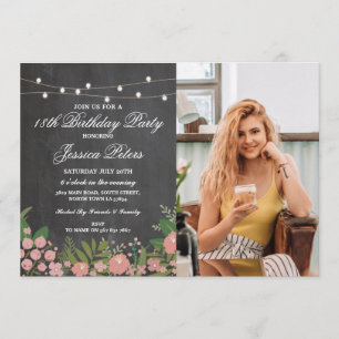 Invitación Cualquier Edad Alza Flores Florales De Fiesta De C