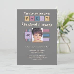 Invitación Cualquier edad añada foto nombre fiesta de cumplea