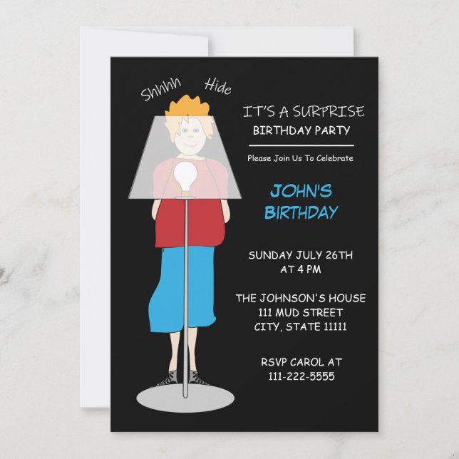 Invitación Cualquier Edad Aniversario De Sorpresa Humorística (Anverso)