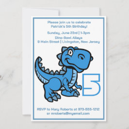 Invitación Cualquier Edad Azul T Rex Dinosaurio Cumpleaños
