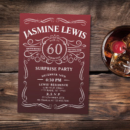 Invitación Cualquier Edad burgundy whiskey sorpresa 60 cumple