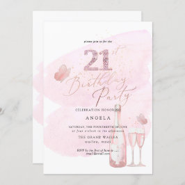 Invitación Cualquier edad, color rosa champán 21