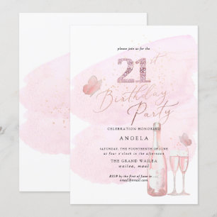Invitación Cualquier edad, color rosa champán 21