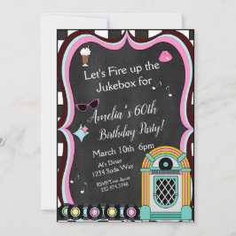 Invitación Cualquier edad, cumpleaños de Diner de los años 50