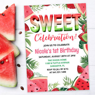Invitación CUALQUIER EDAD - Cumpleaños de Sandía Fruta Acuare