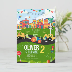 Invitación Cualquier edad, cumpleaños del tractor verde