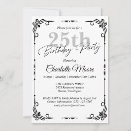 Invitación Cualquier edad de natalidad blanca y negra moderna