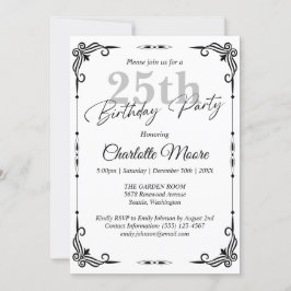 Invitación Cualquier edad de natalidad blanca y negra moderna