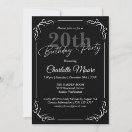 Invitación Cualquier edad de natalidad blanca y negra moderna