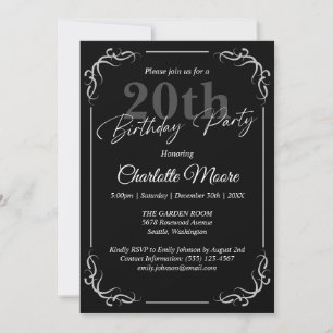 Invitación Cualquier edad de natalidad blanca y negra moderna