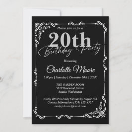 Invitación Cualquier edad de natalidad blanca y negra moderna
