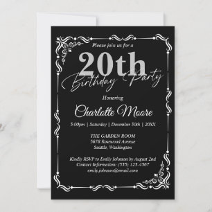Invitación Cualquier edad de natalidad blanca y negra moderna