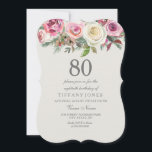 Invitación Cualquier edad elegante Floral de rosa blanca 80 c<br><div class="desc">Cualquier Edad Elegante Invitación de Aniversario Floral de Rosa Blanca Ver colección coincidente</div>