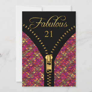 Invitación Cualquier Edad Fabulous Sequins Pink Gold Black Bi