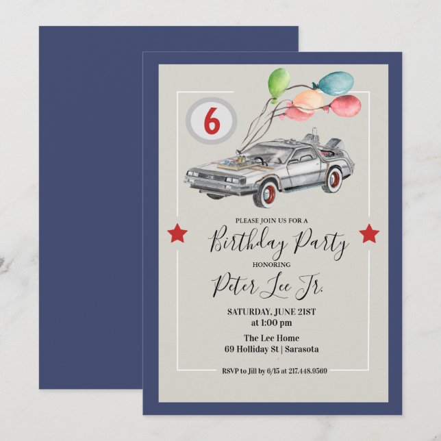 Invitación CUALQUIER EDAD - Fiesta de cumpleaños de Car Boy (Anverso / Reverso)