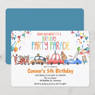 Invitación CUALQUIER EDAD - Fiesta de cumpleaños de coche Fie