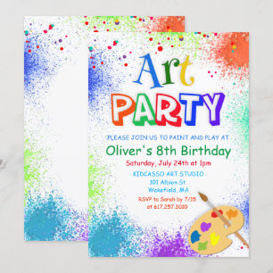 Invitación CUALQUIER EDAD Fiesta Paint Fiesta de cumpleaños I