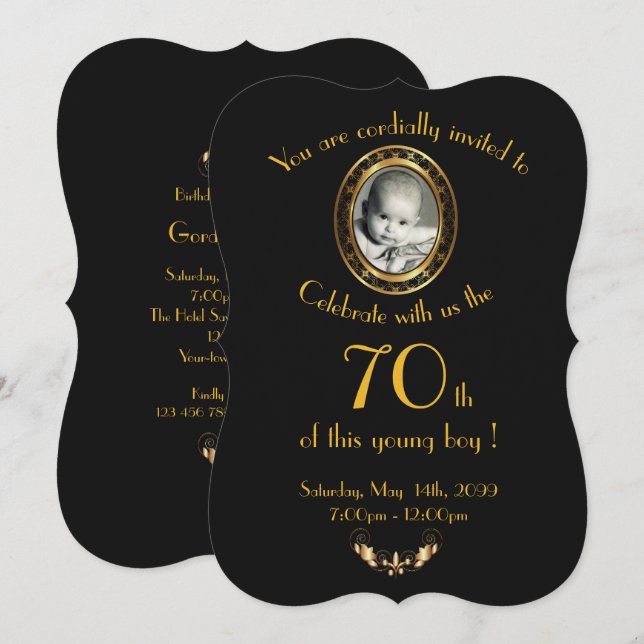 Invitación Cualquier edad, hombre invitado a la fiesta de cum (Anverso / Reverso)