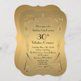 Invitación Cualquier edad, mujer de cumpleaños, arte deco, ga