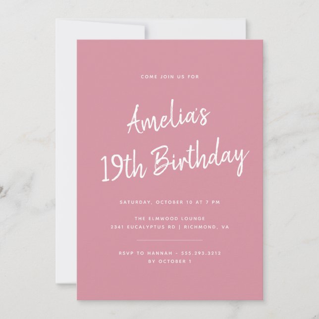 Invitación Cualquier edad | Nacimiento de las mujeres simples (Anverso)