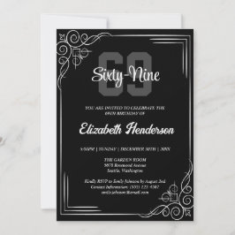 Invitación Cualquier edad Nacimiento Elegante Blanco y Negro