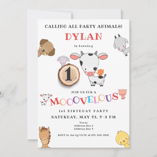 Invitación Cualquier Edad Que Llame A Todos Los Animales De G (Anverso)