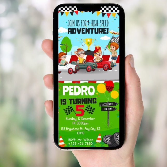 Invitación Cualquier Edad Race Car Tema fiesta de cumpleaños (Subido por el creador)