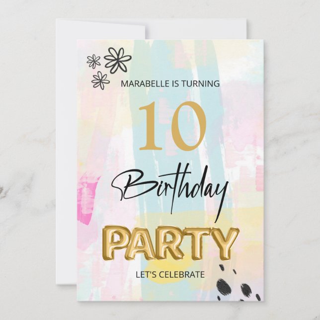 Invitación *~* CUALQUIER EDAD Resumen Doodle Pastel Brush (Anverso)