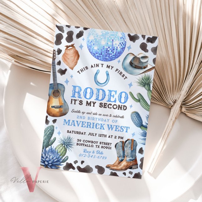 Invitación CUALQUIER EDAD RODEO Cowboy Blue Black Birthday (Subido por el creador)