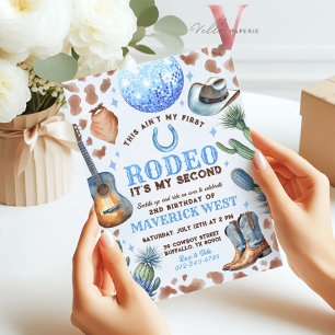 Invitación CUALQUIER EDAD RODEO Cowboy Blue Brown Birthday