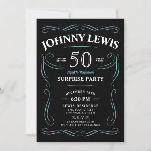 Invitación Cualquier Edad Sorpresa con tema Whiskey 50 cumple